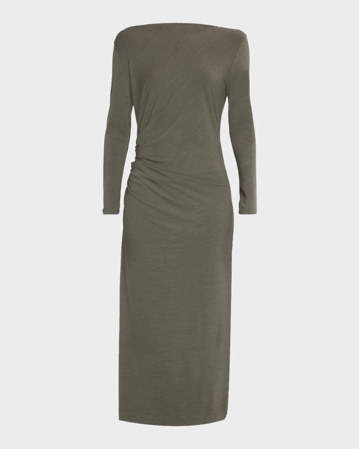 Brunello Cucinelli Long-Sleeve Wool Jersey Midi Dress