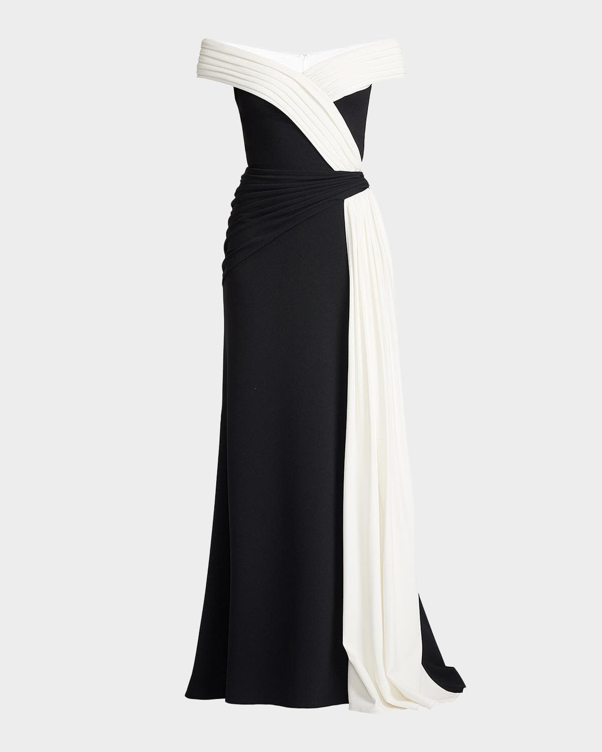 Tadashi Shoji Lohner Two-Tone Draped Off-The-Shoulder Trumpet Gown