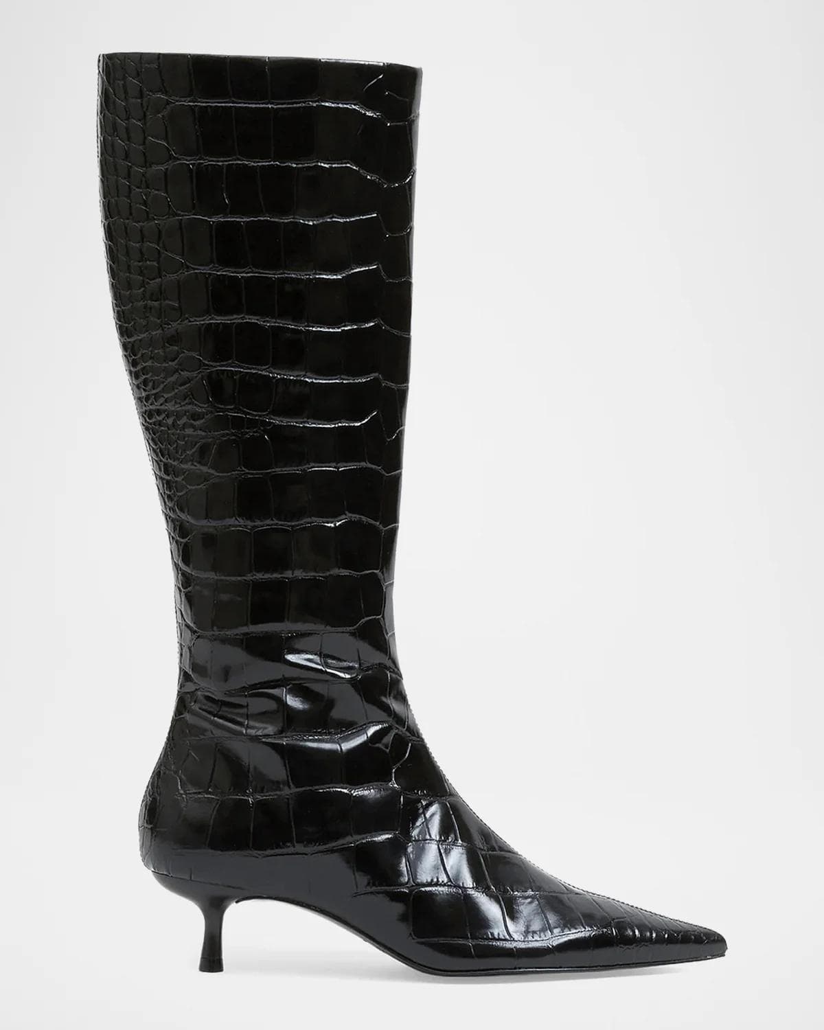 SIMKHAI Janine Croc-Embossed Leather Knee-High Boots