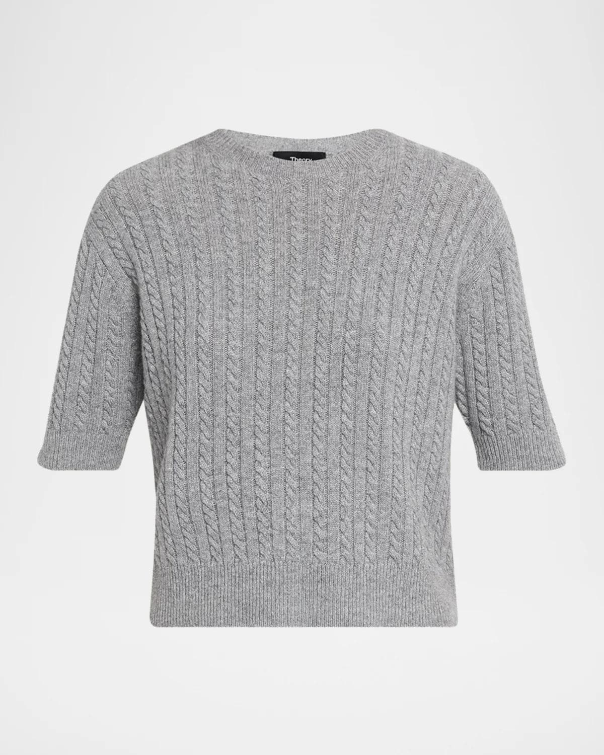 Theory Cashmere Short-Sleeved Crop Sweater