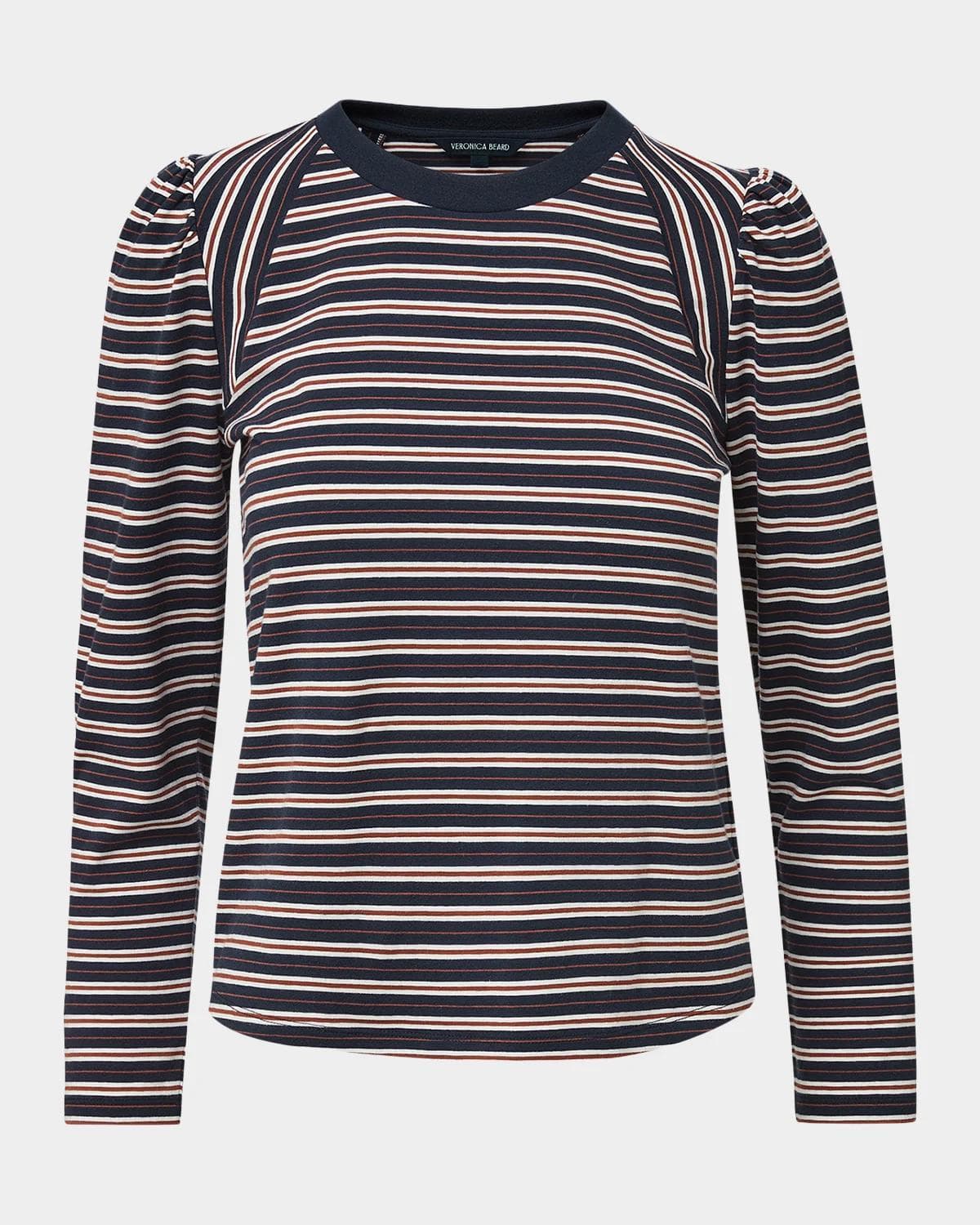 Veronica Beard Mason Striped Crewneck Baseball T-Shirt