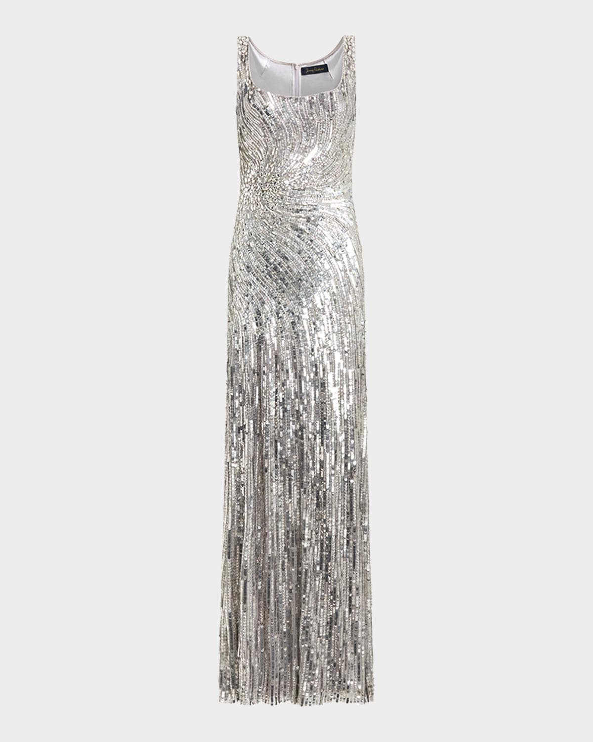 Jenny Packham Solaris Sequined Sleeveless Column Gown