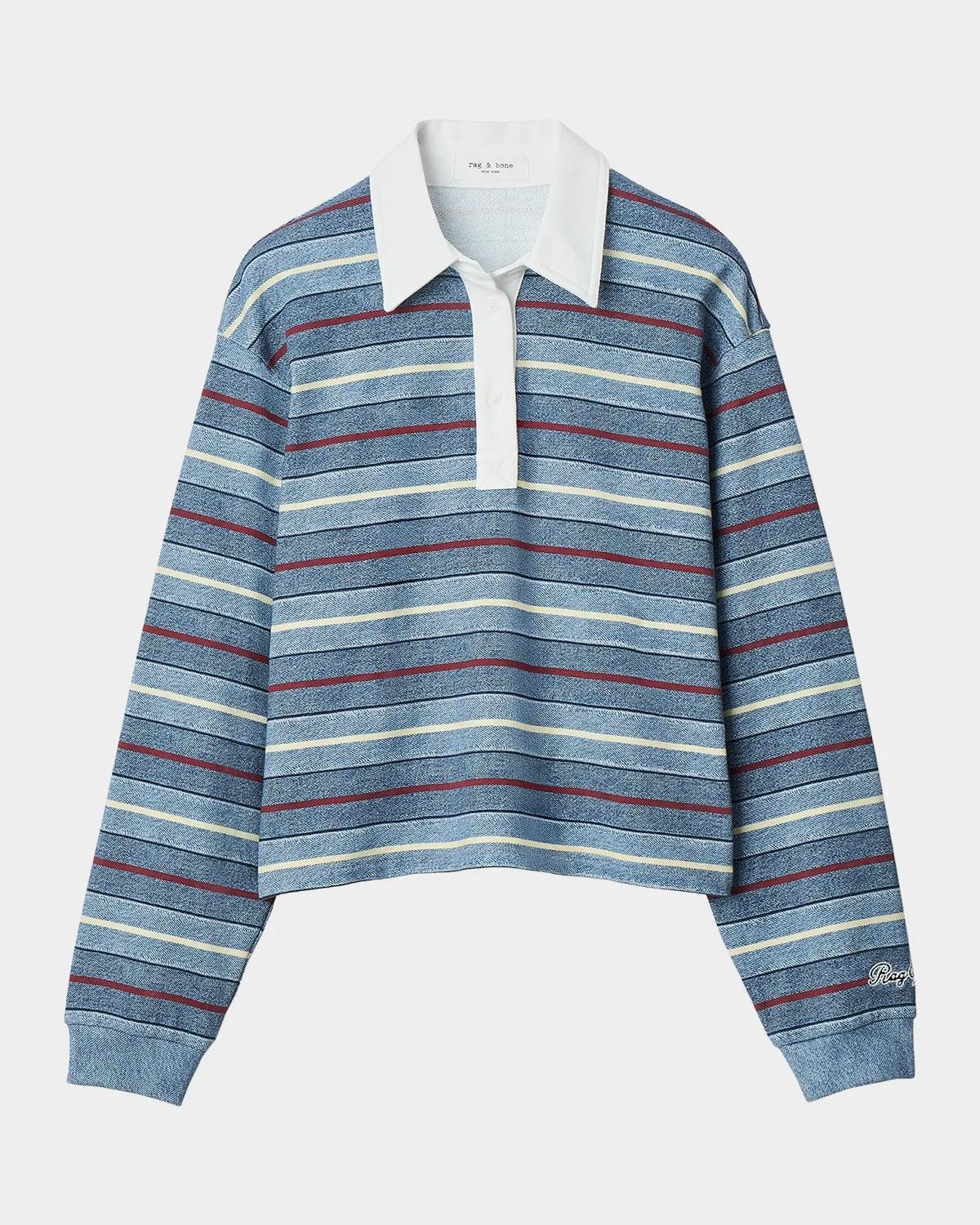 rag & bone rb Miramar Striped Cotton Terry Rugby Polo Shirt