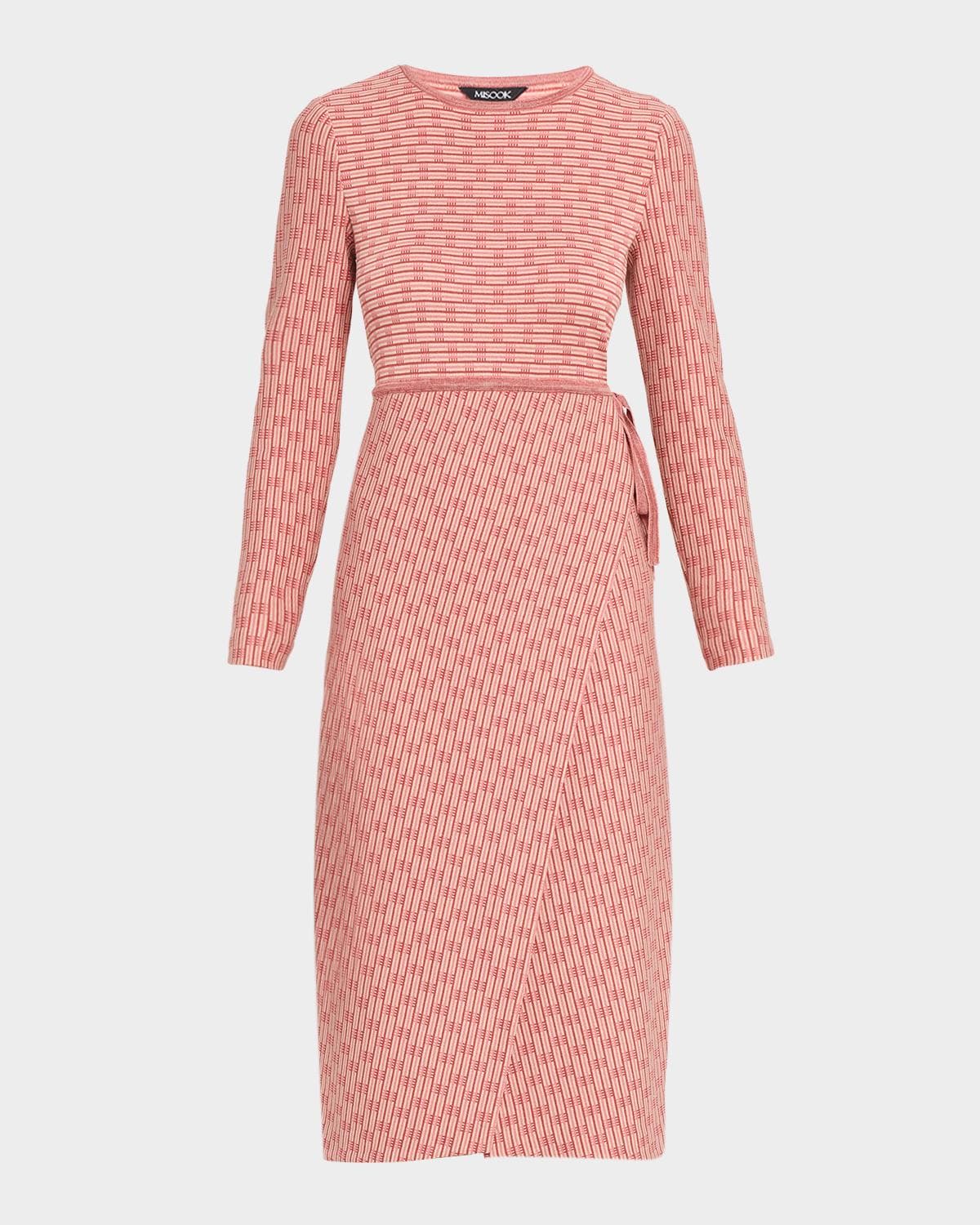 Misook Geometric Knit Wrap Midi Dress