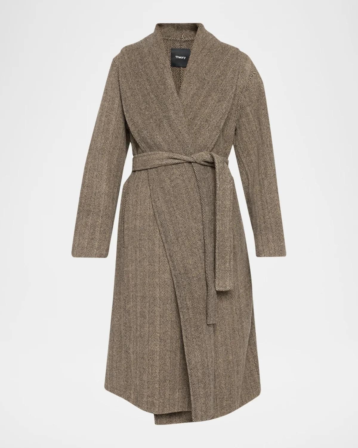 Theory Lux Herringbone Shawl Wrap Coat