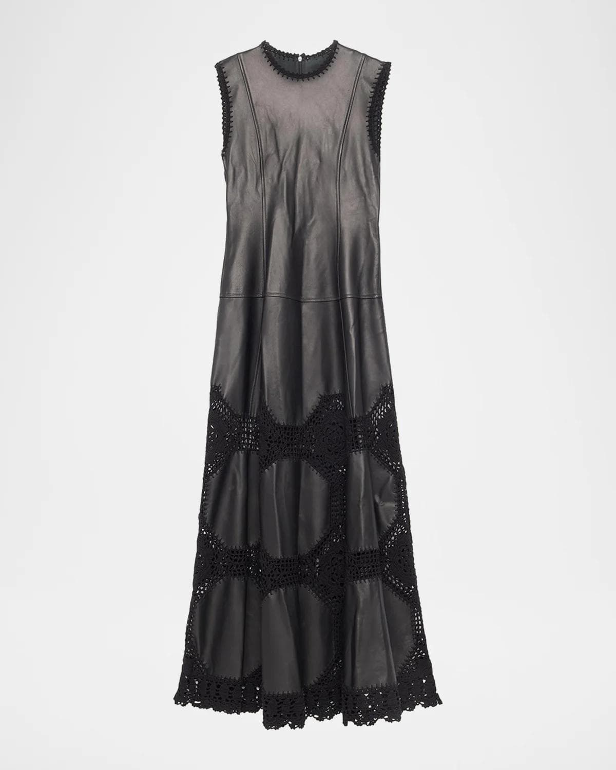 Ulla Johnson Ilana Sleeveless Crochet Knit & Leather Midi Dress