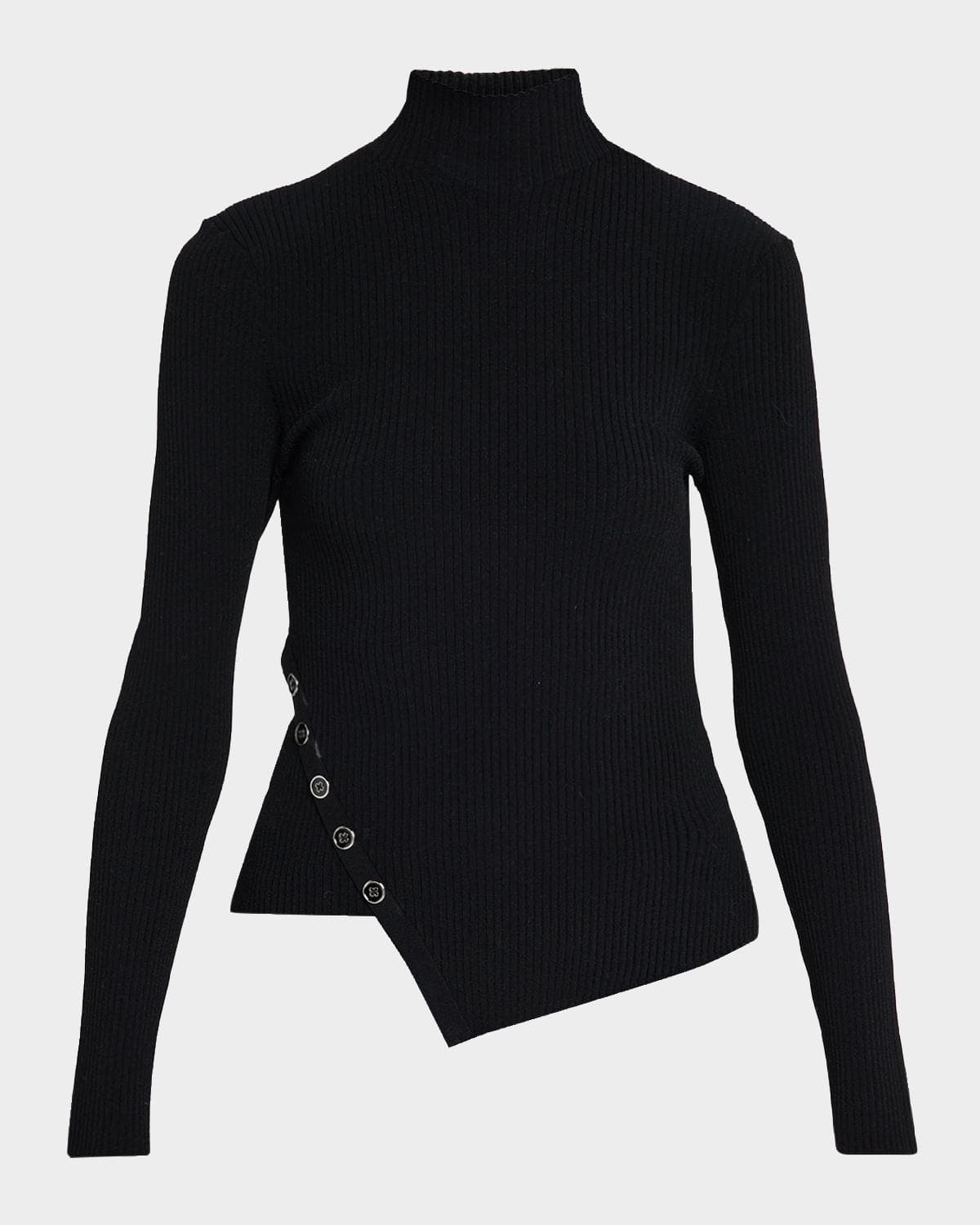 Autumn Cashmere Asymmetric Rib-Knit Turtleneck Sweater