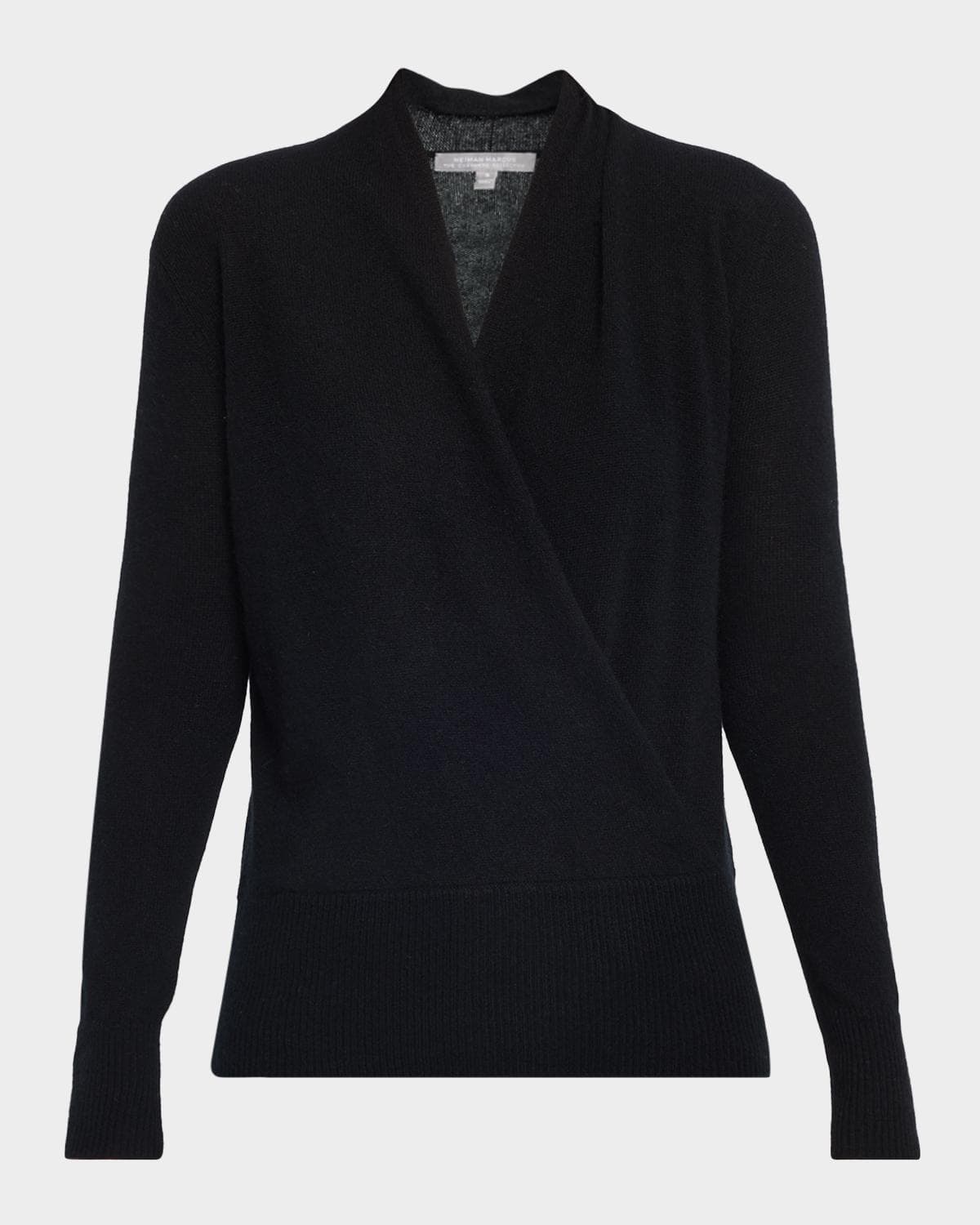 Neiman Marcus Cashmere Collection Wrap-Front Cashmere Top