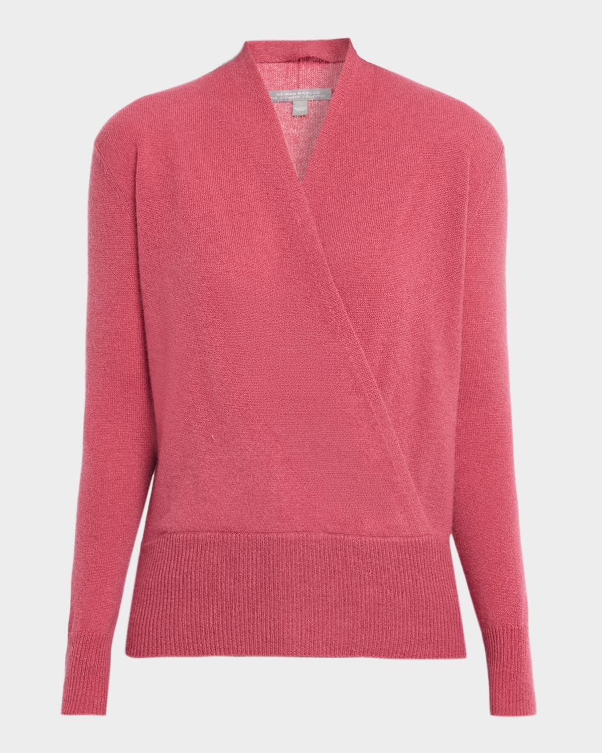 Neiman Marcus Wrap-Front Cashmere Top