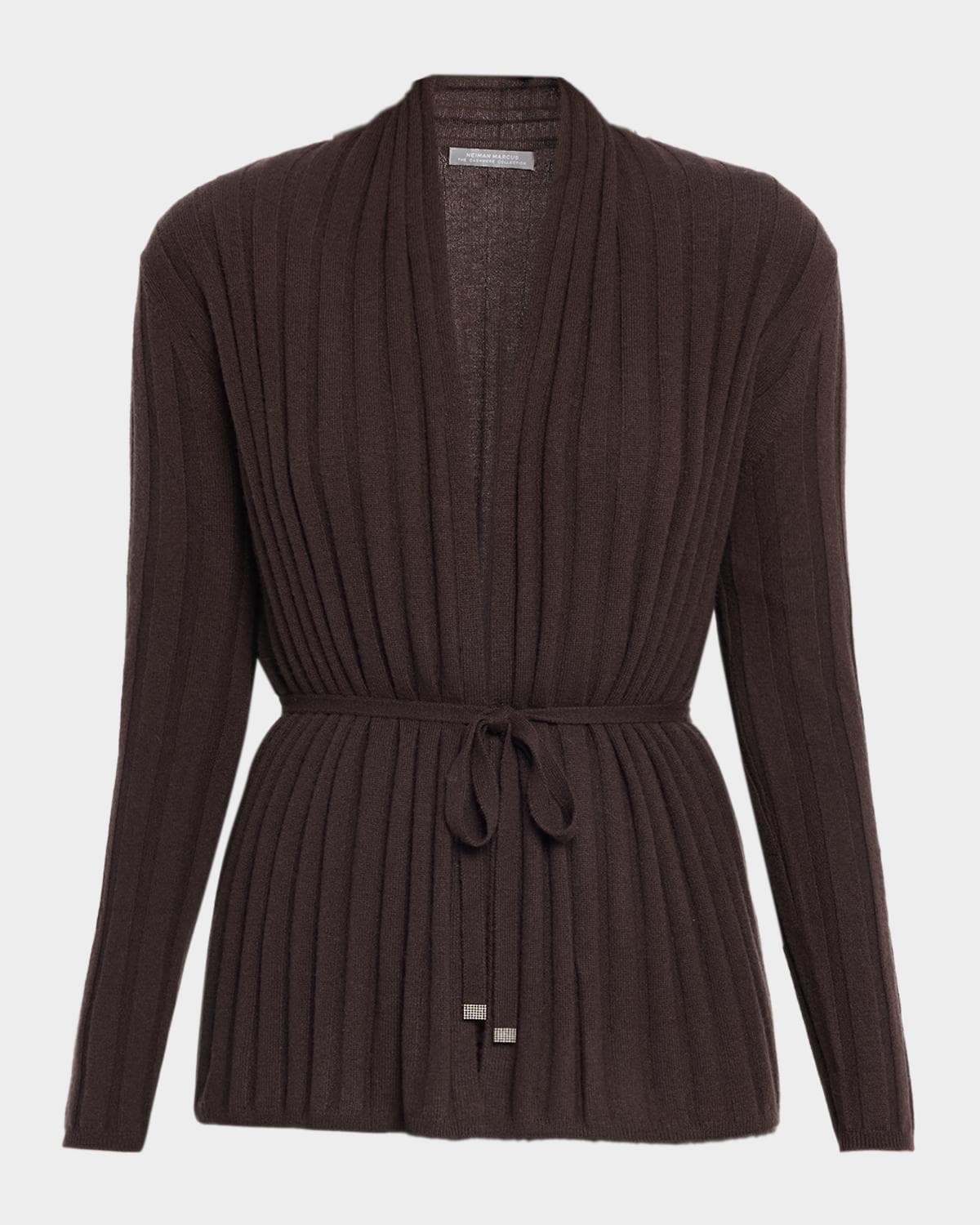 Neiman Marcus Cashmere Collection Cashmere Ribbed Wrap-Front Cardigan