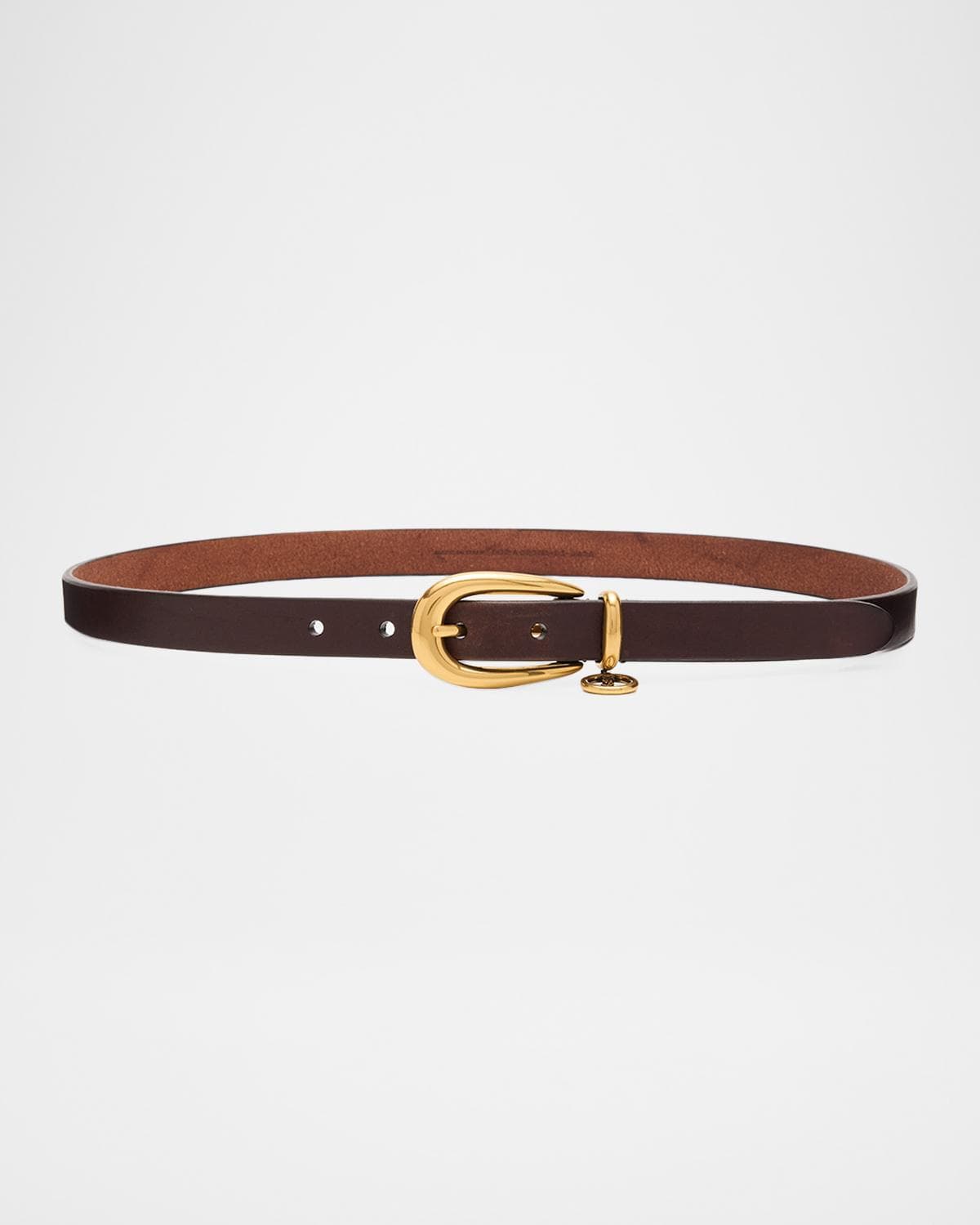 Saint Laurent Cassandre Charm Thin Leather Belt