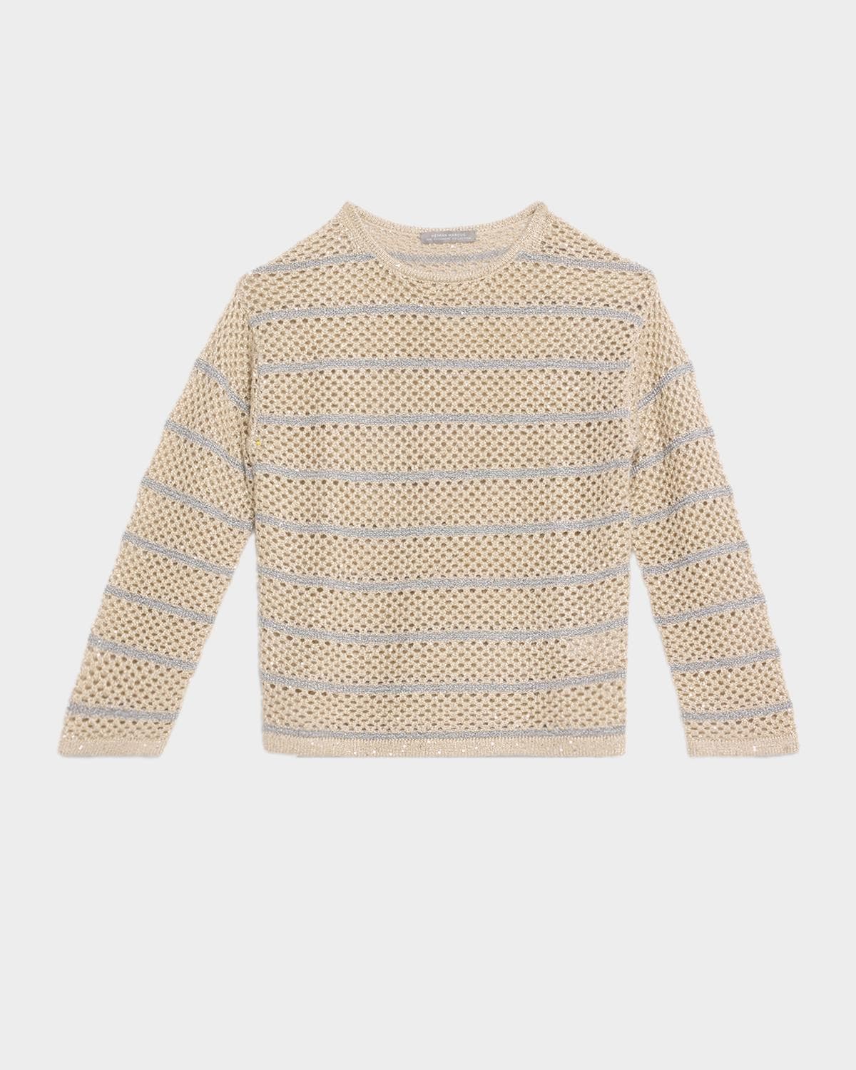 Neiman Marcus Cashmere Collection Sequined Open-Knit Cashmere Sweater