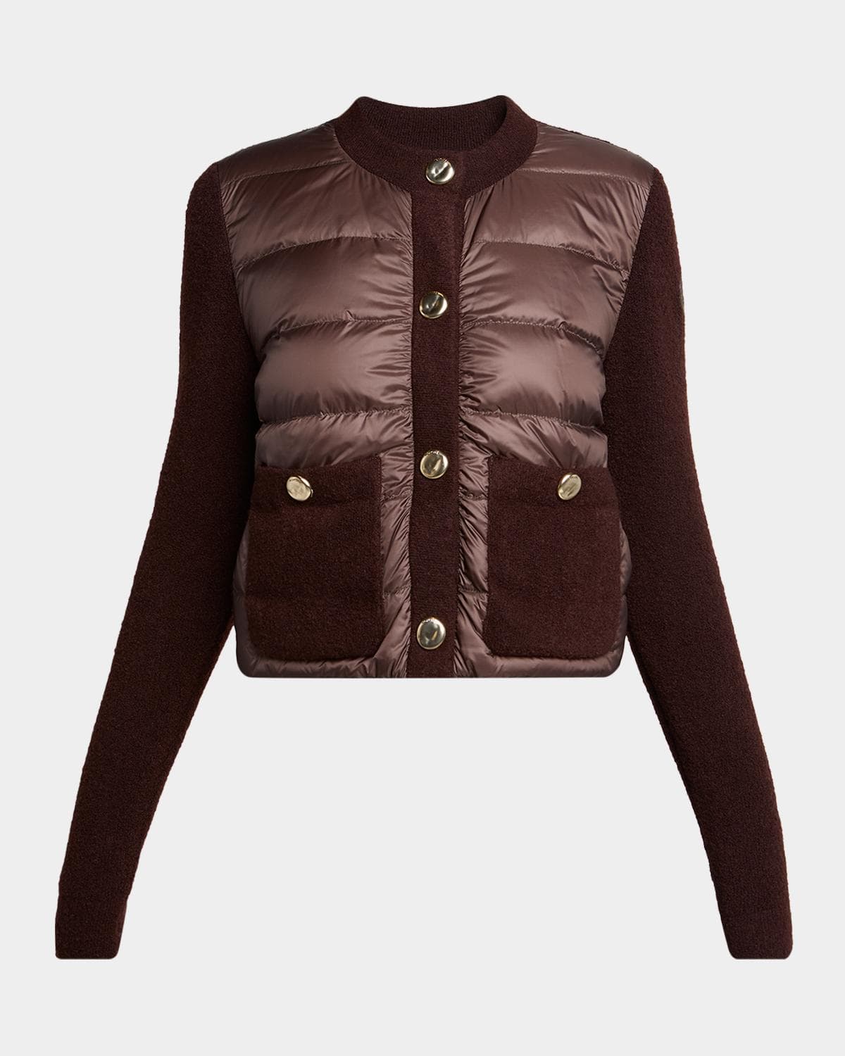 Moncler Virgin Wool Down-Fill Combo Cardigan