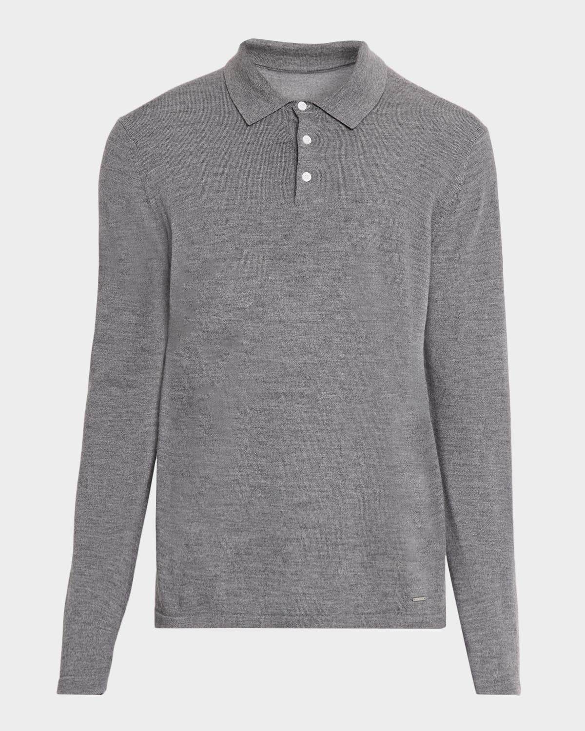 SIMKHAI Men's Reynolds Wool Long-Sleeve Polo Shirt
