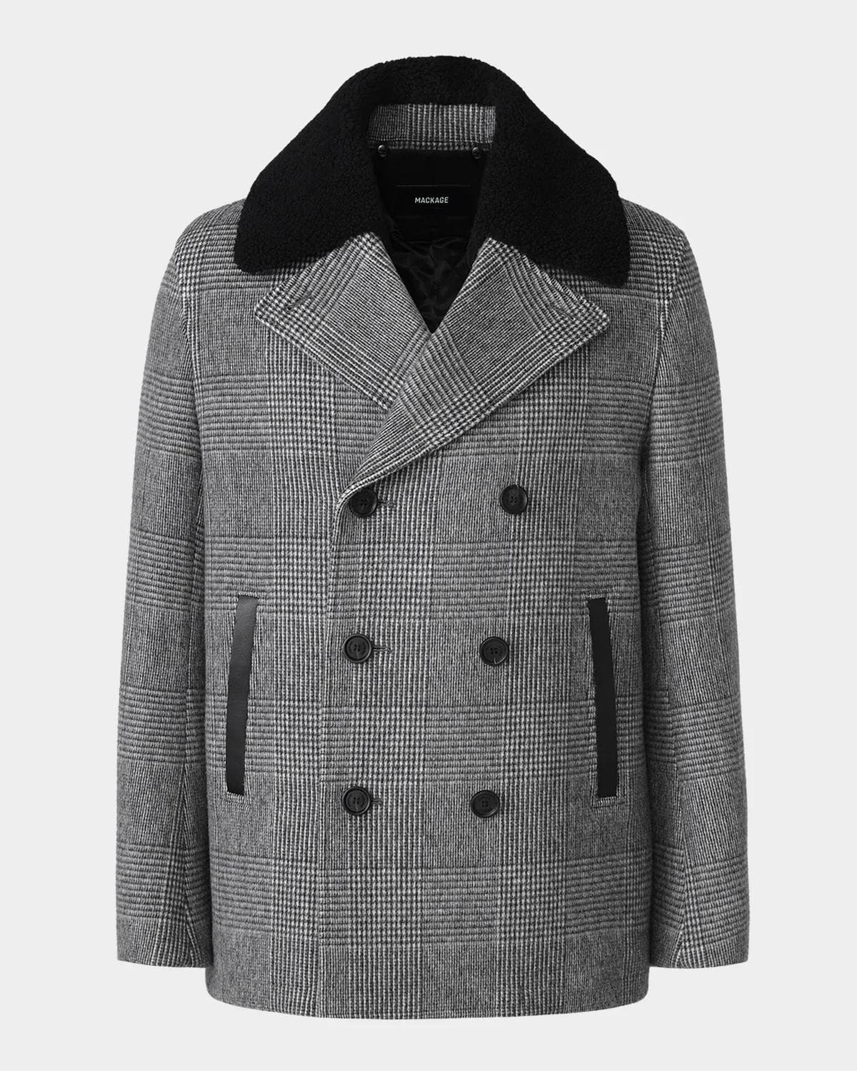 Mackage Men's Cole-PL Double-Breasted Wool Peacoat