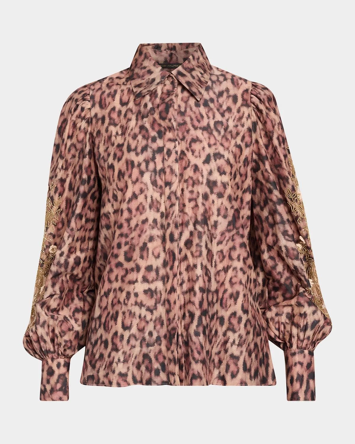 Kobi Halperin Lizzie Beaded Animal-Print Blouse