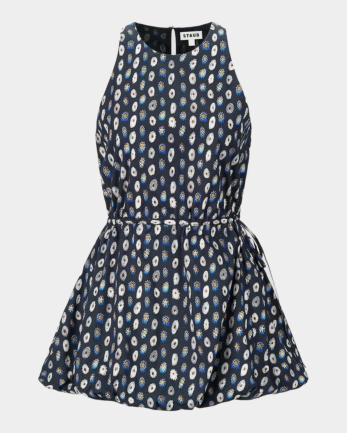 STAUD Molly Cotton Bubble-Hem Mini Dress