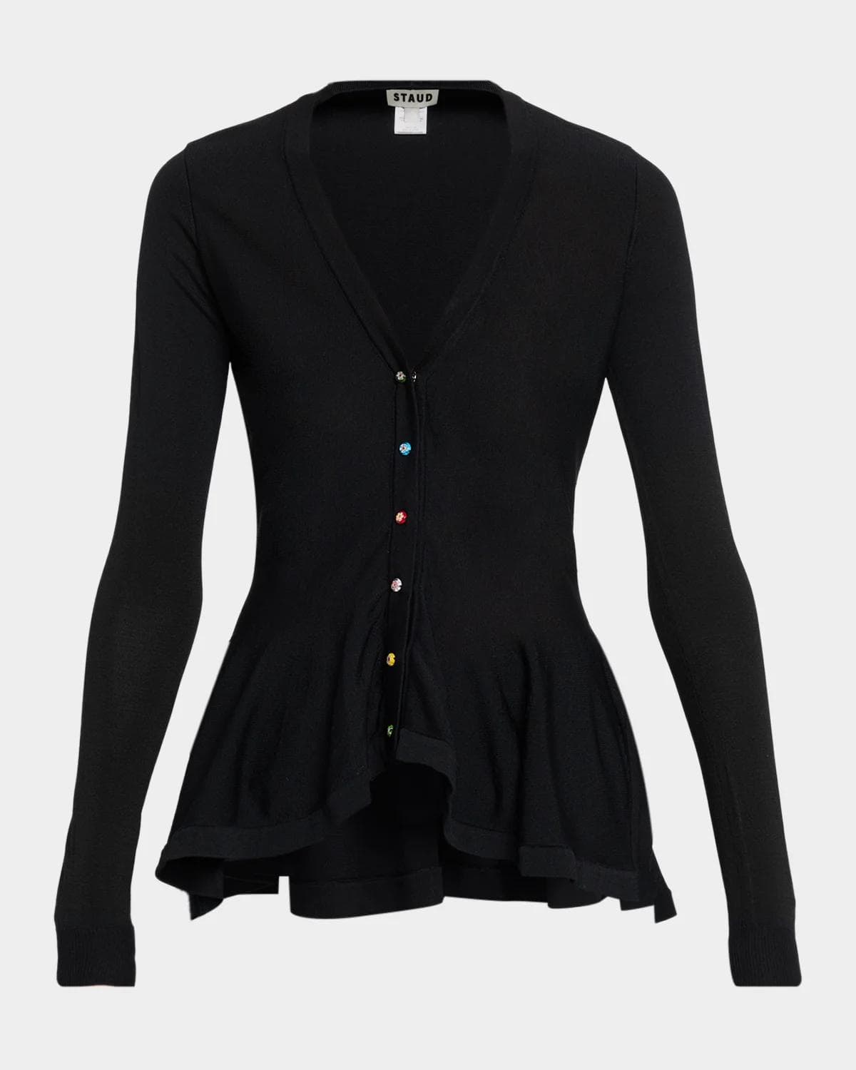 STAUD Jamie Peplum Button Top