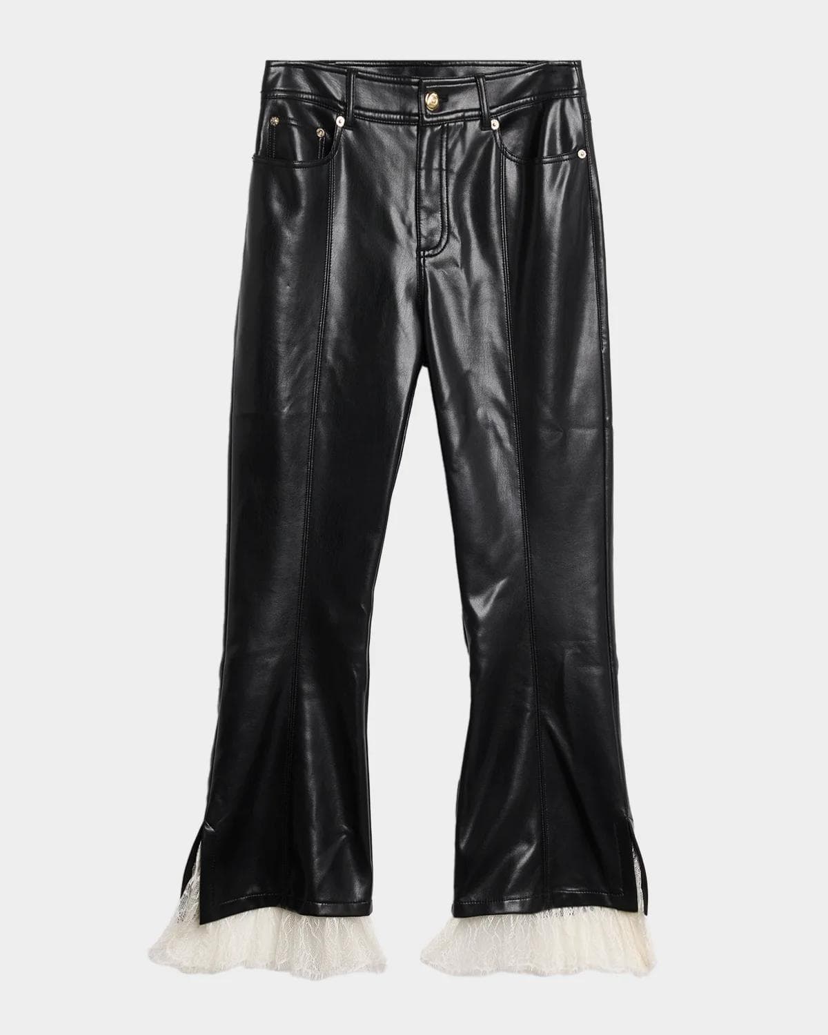 Cinq à Sept Lace-Trim Vegan Leather Kick Flare Pants