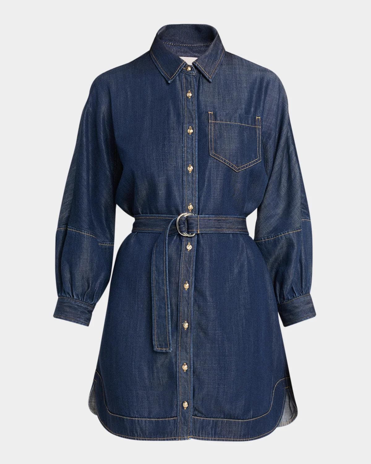 Cinq à Sept Leona Chambray Belted Mini Shirtdress