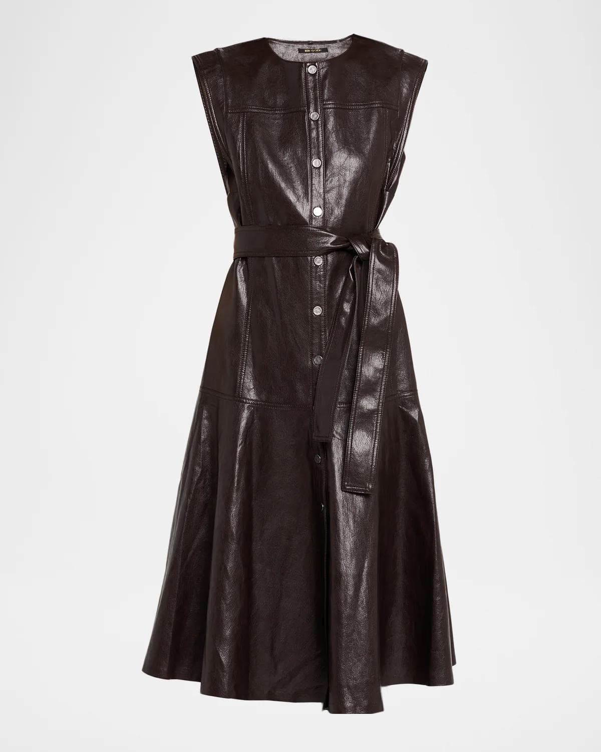 Kobi Halperin Brenda Faux-Leather Tie-Waist Midi Dress
