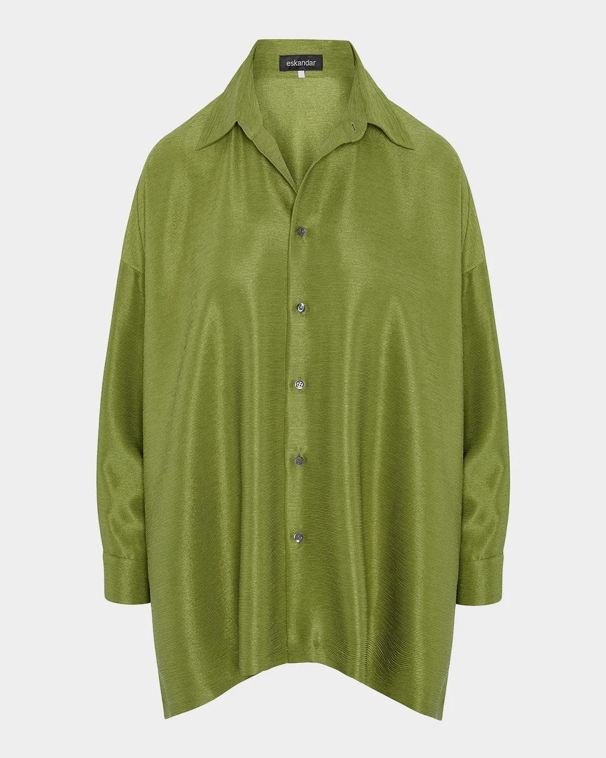 Eskandar Wide A-Line Shirt With collar - Long Length · 1