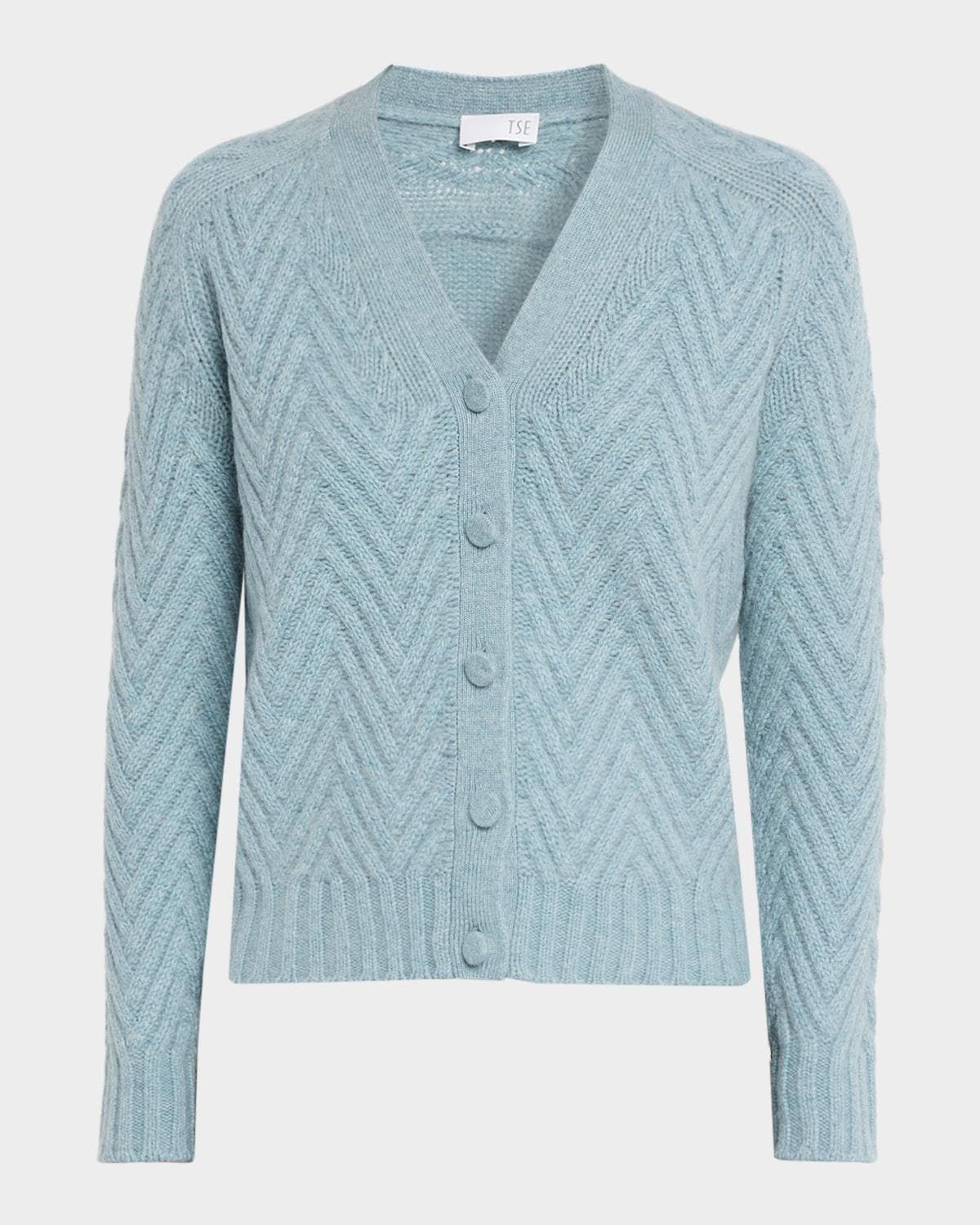 TSE Cashmere Cashmere Chevron-Stitch Cardigan