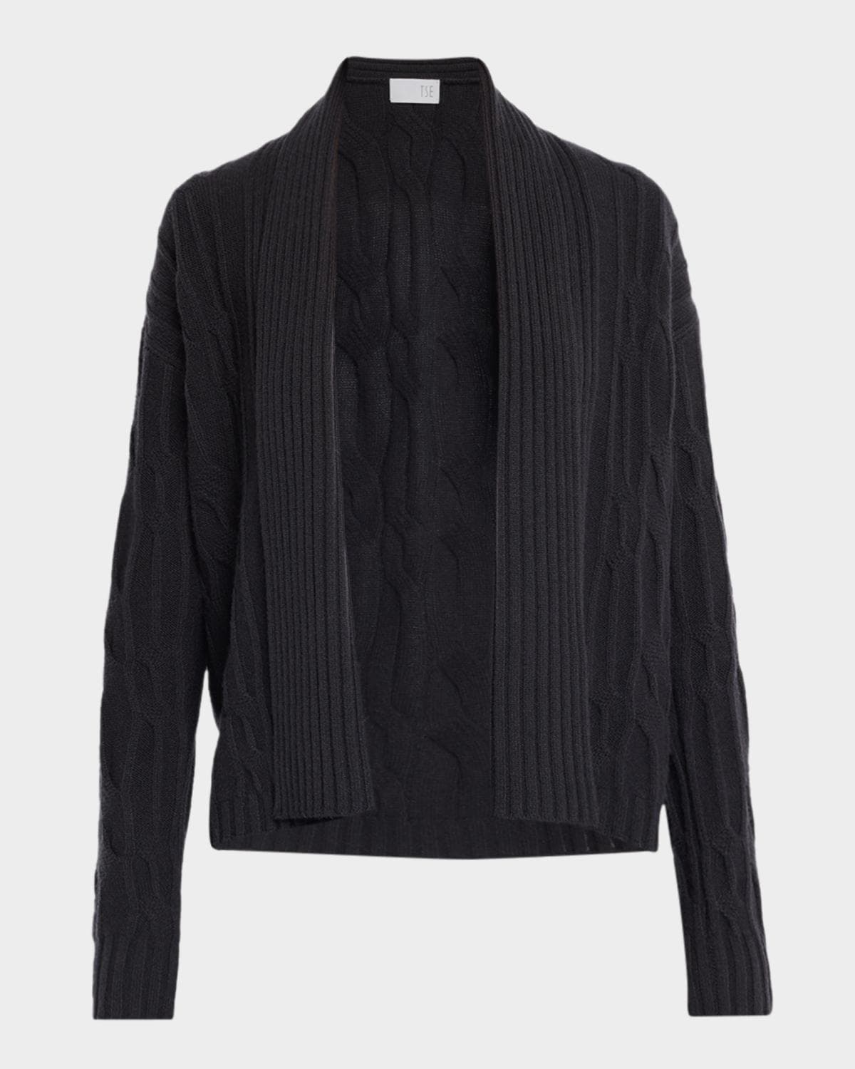 TSE Cashmere Shawl-Collar Cable-Knit Cardigan