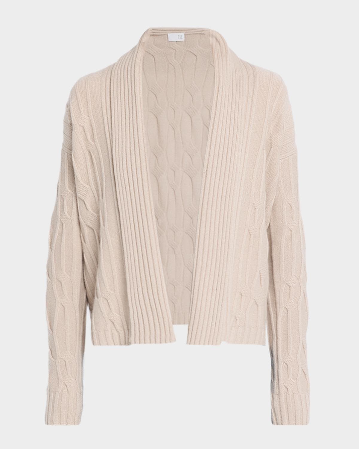 TSE Cashmere Shawl-Collar Cable-Knit Cardigan