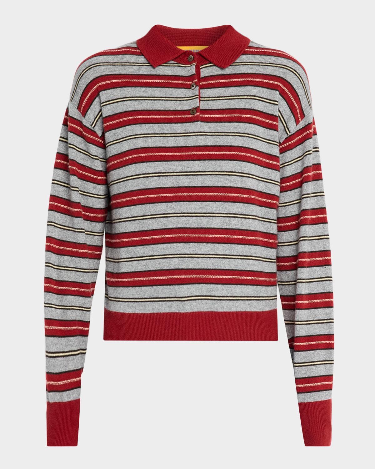 Guest in Residence Collegiate Striped Cashmere Polo Sweater