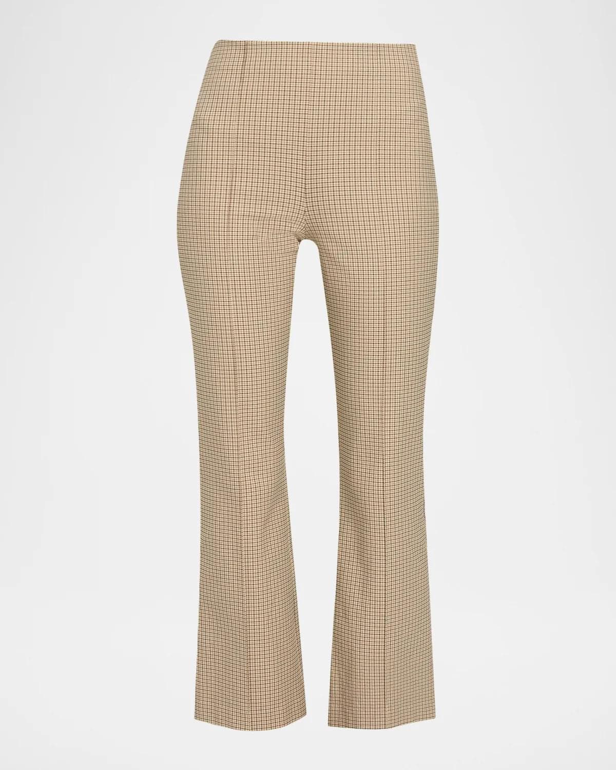 Vince Niki Plaid Mid-Rise Crop Flare Pants