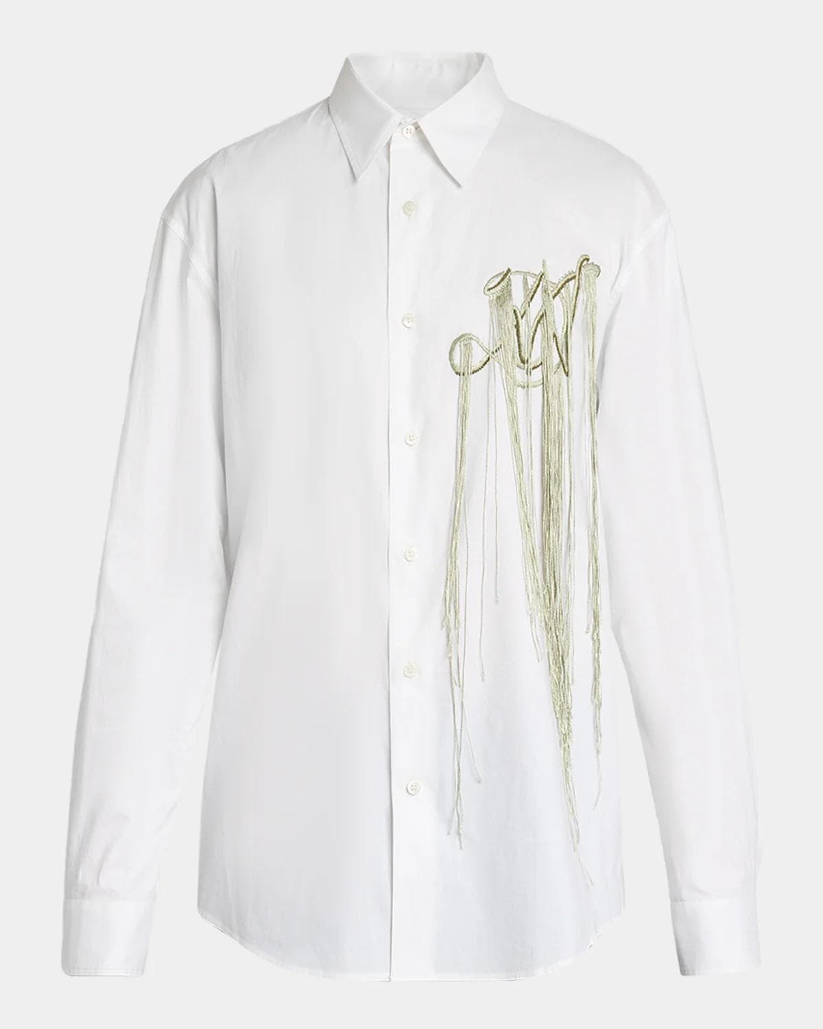 Dries Van Noten Caper Embellished Cotton Poplin Shirt