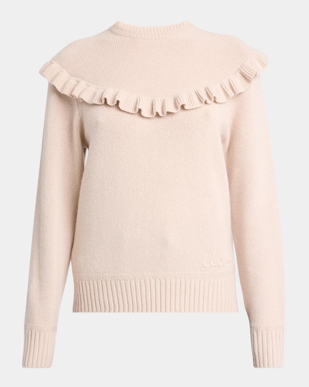 Chloe Ruffle-Overlay Wool-Cashmere Sweater