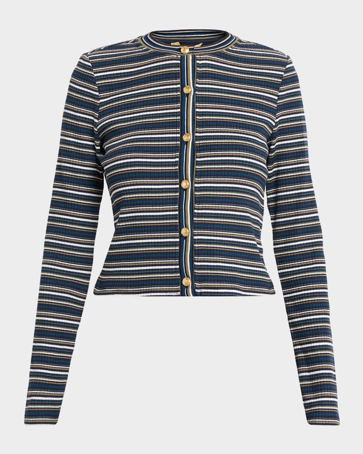 Ramy Brook Zoe Striped Button-Front Cardigan
