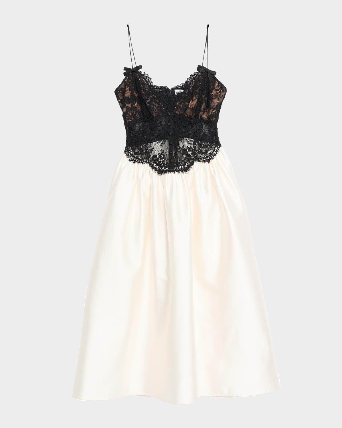 Self-Portrait Taffeta Lace Midi Dress