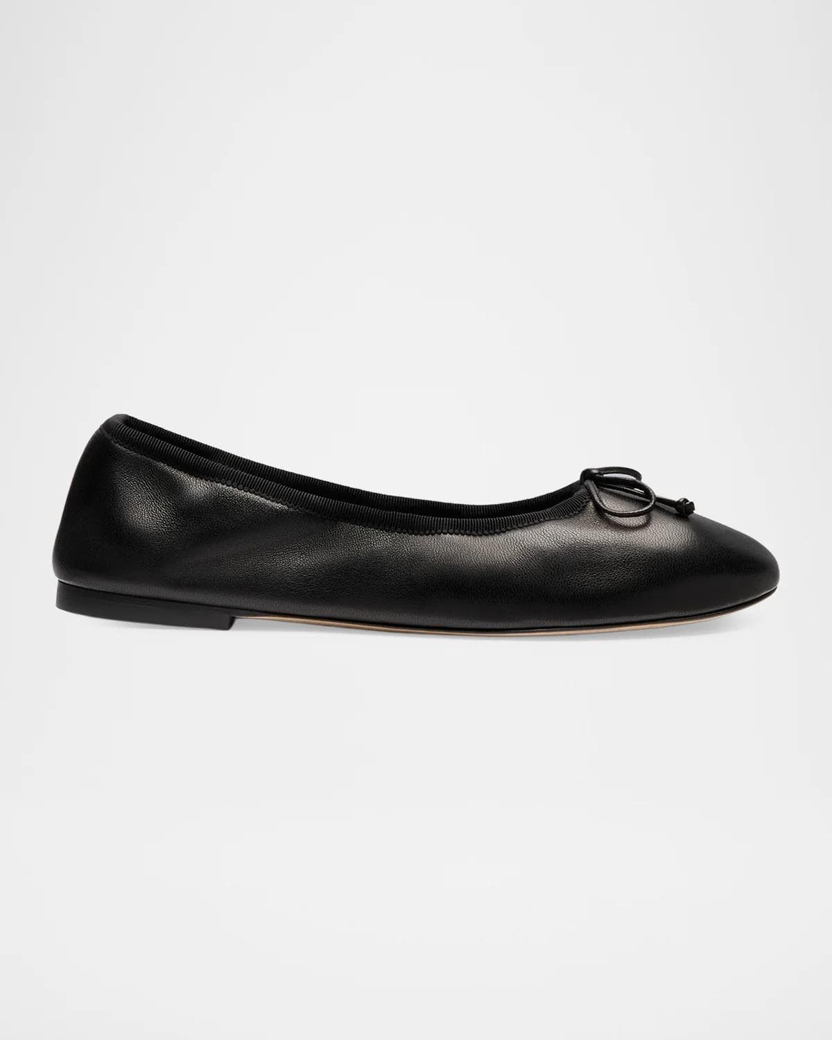 Stuart Weitzman Nia Ruched Leather Ballet Flats