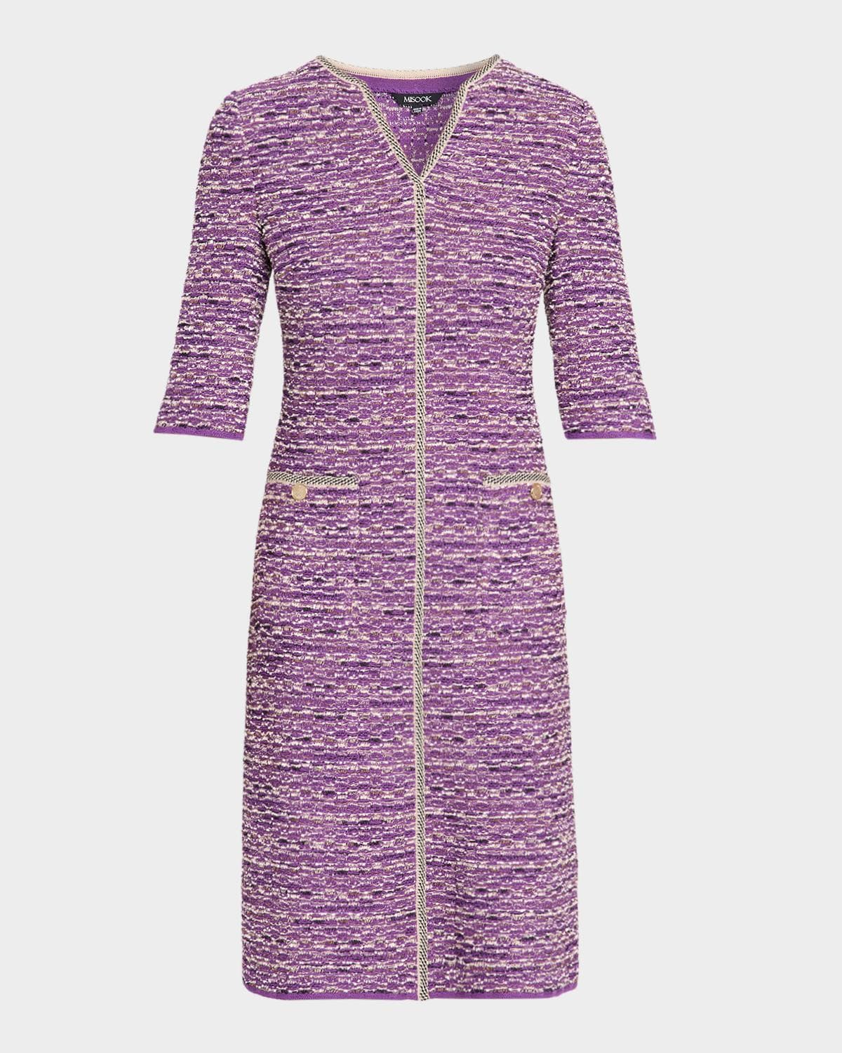 Misook Lurex Eyelash Ribbon Knit Sheath Dress