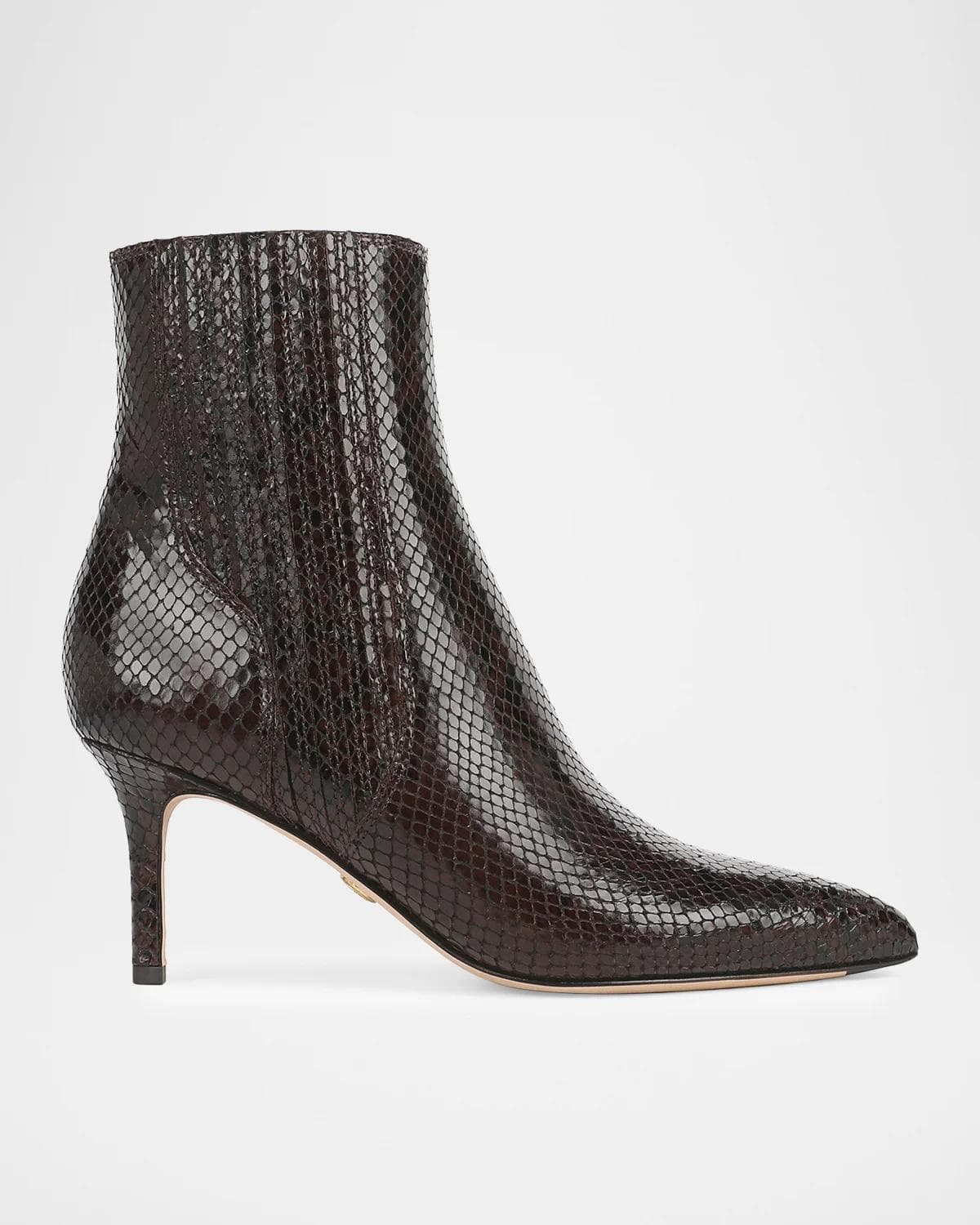 Veronica Beard 70mm Lisa Snake-Embossed Leather Ankle Booties