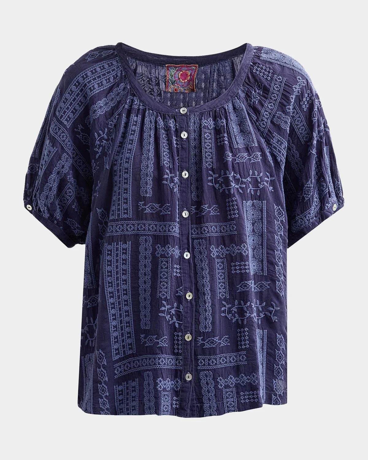 Johnny Was Avah Embroidered Patchwork Blouse