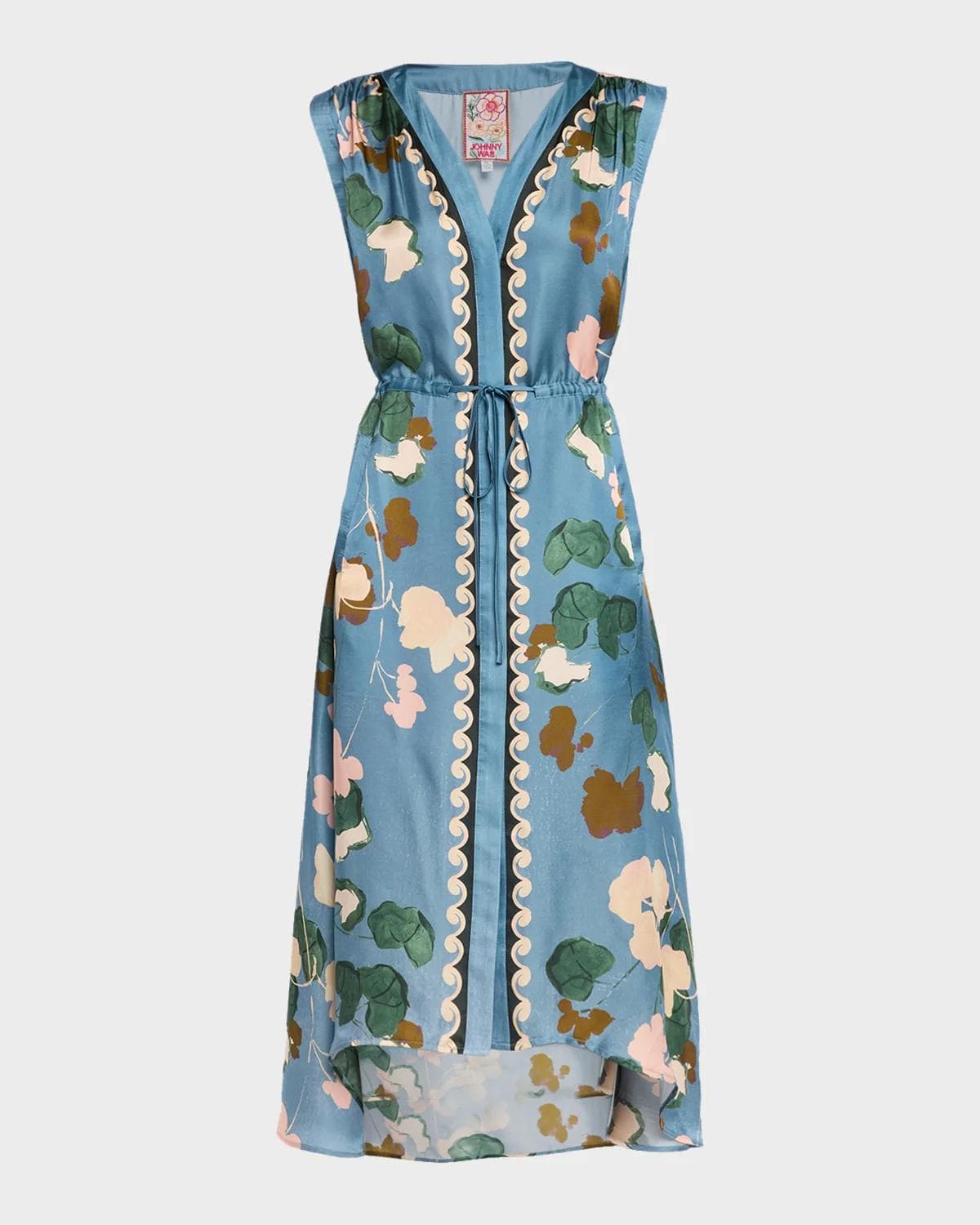 Johnny Was Axelle Floral Satin Midi Dress