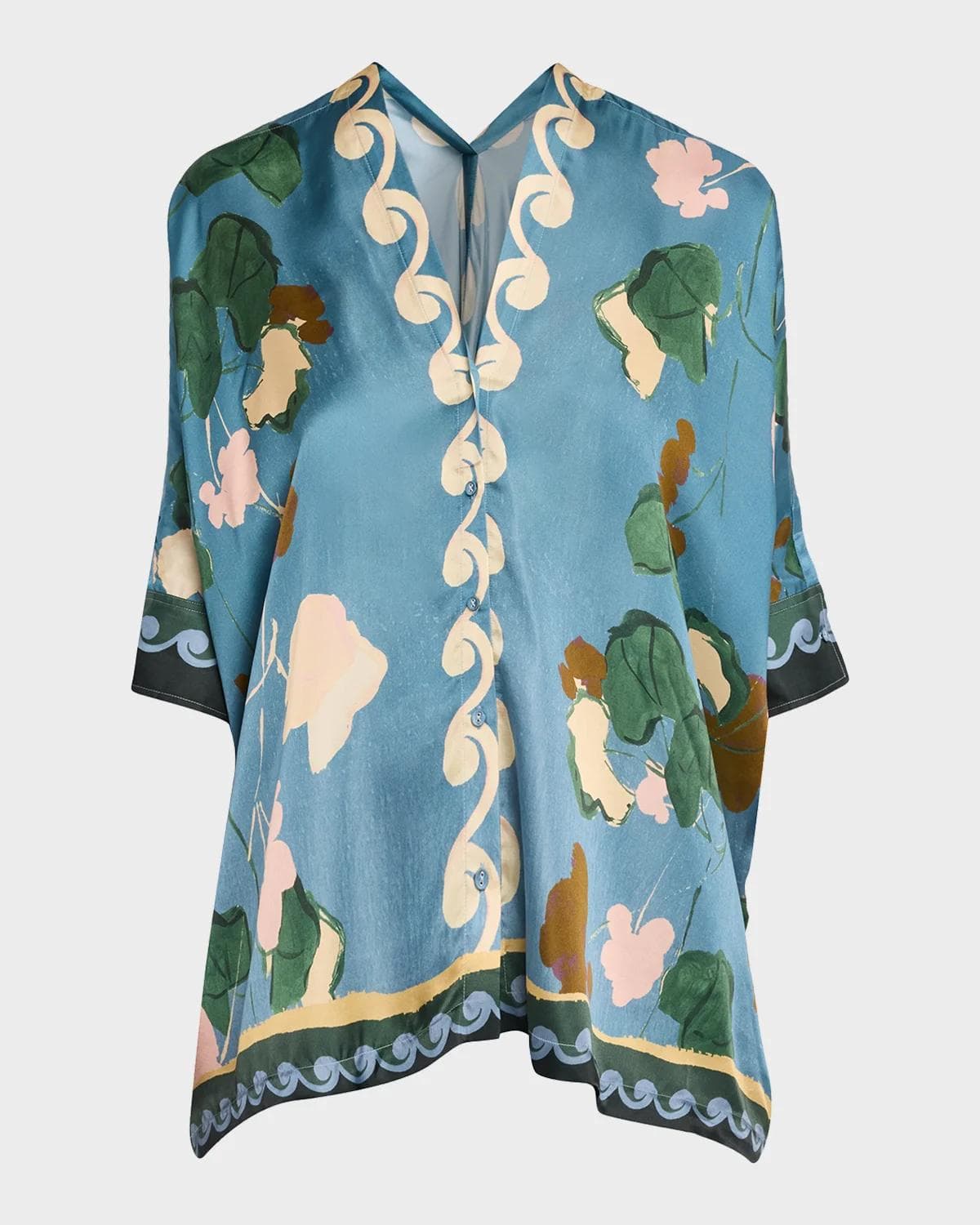 Johnny Was Fatima Printed Draped Blouse