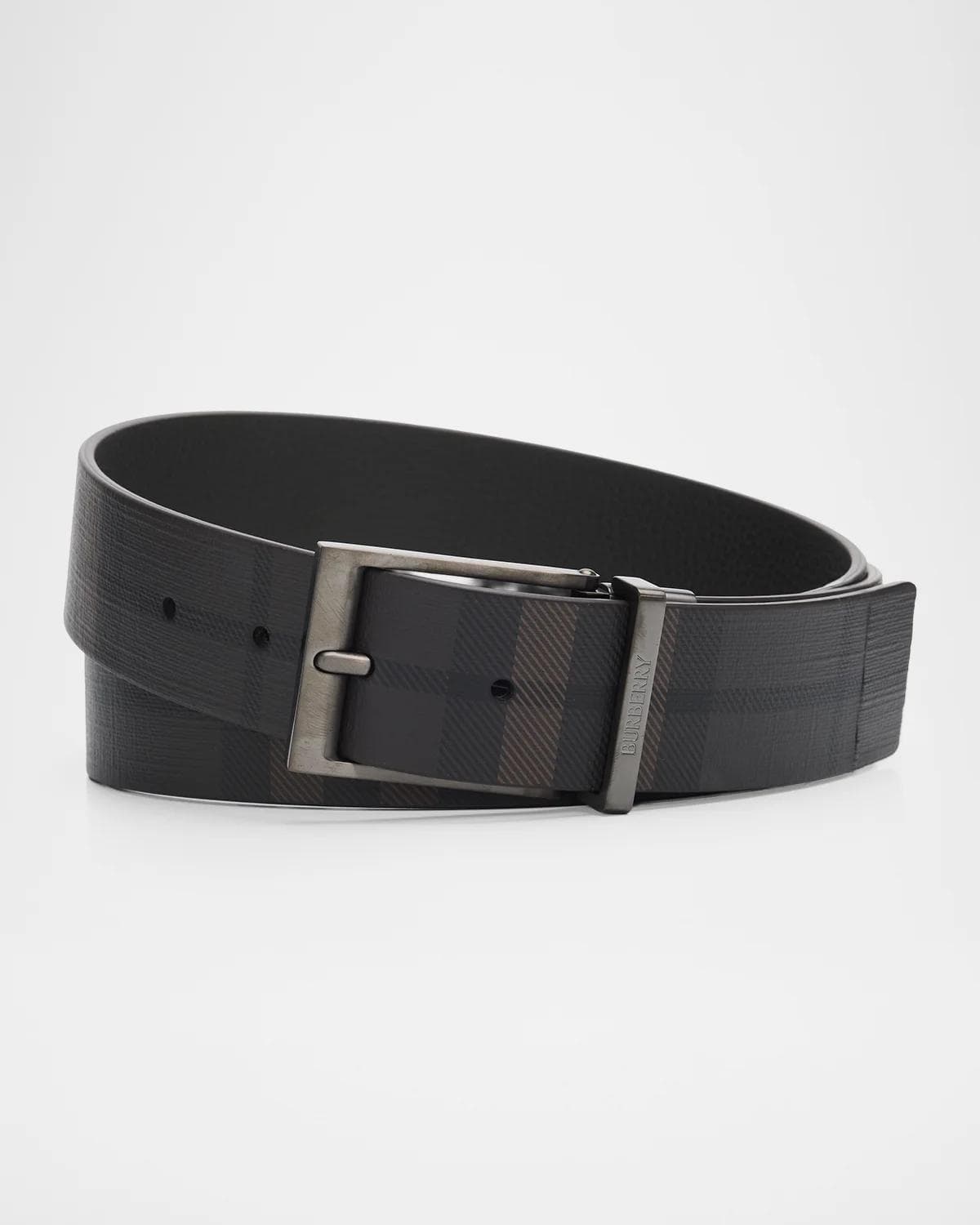 Burberry Louis Reversible Check Leather Belt
