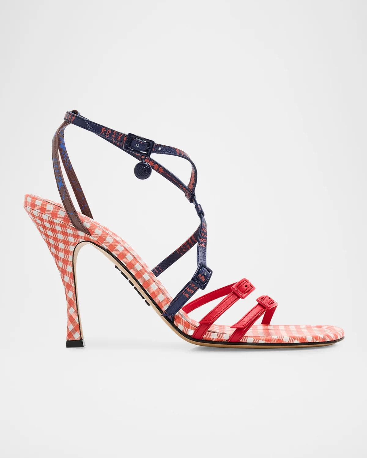 LOEWE 90mm Comic Gingham Strappy Sandals