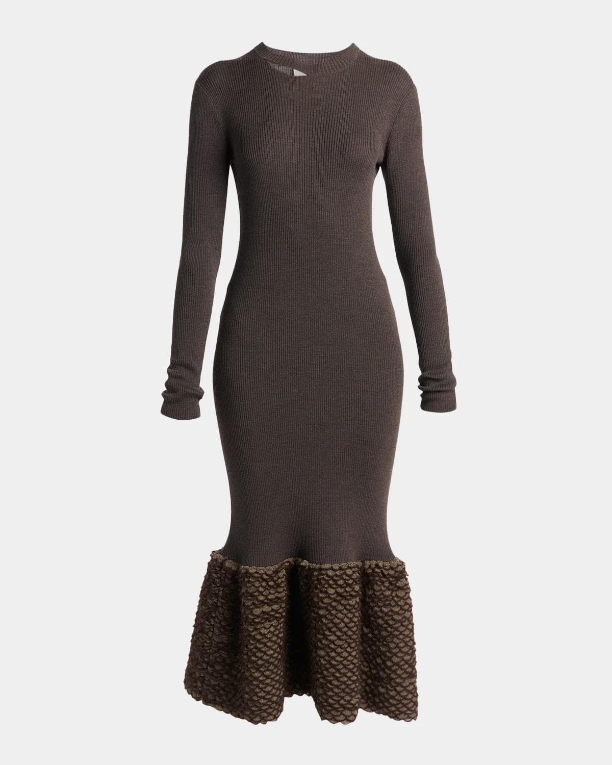 McQueen Rib-Knit Wool Midi Dress