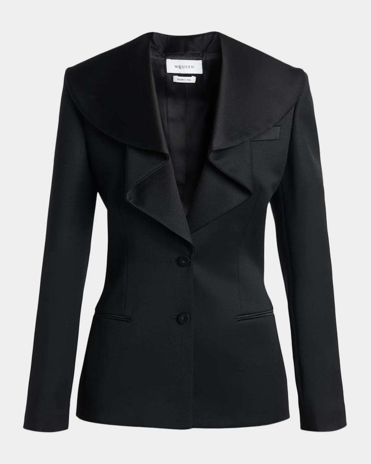 McQueen Draped Satin Lapel Single-Breasted Jacket