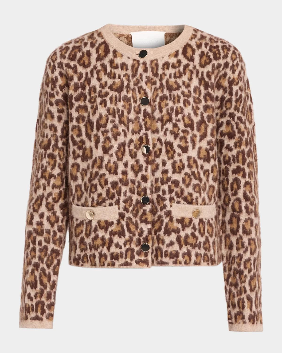 Sablyn Char Leopard Shrunken Cashmere Cardigan