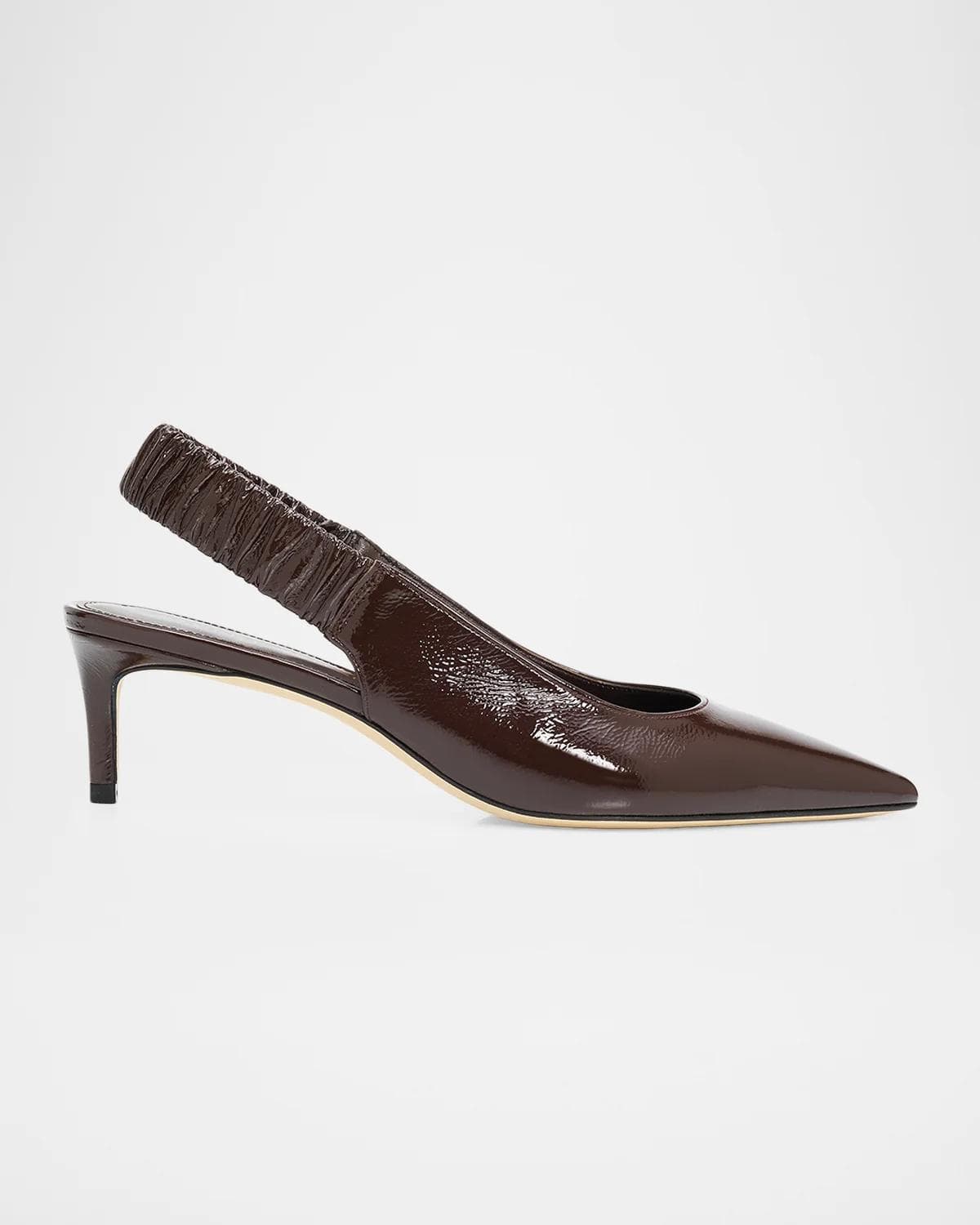 Stuart Weitzman 50mm Stuart Ruche Patent Leather Slingback Pumps