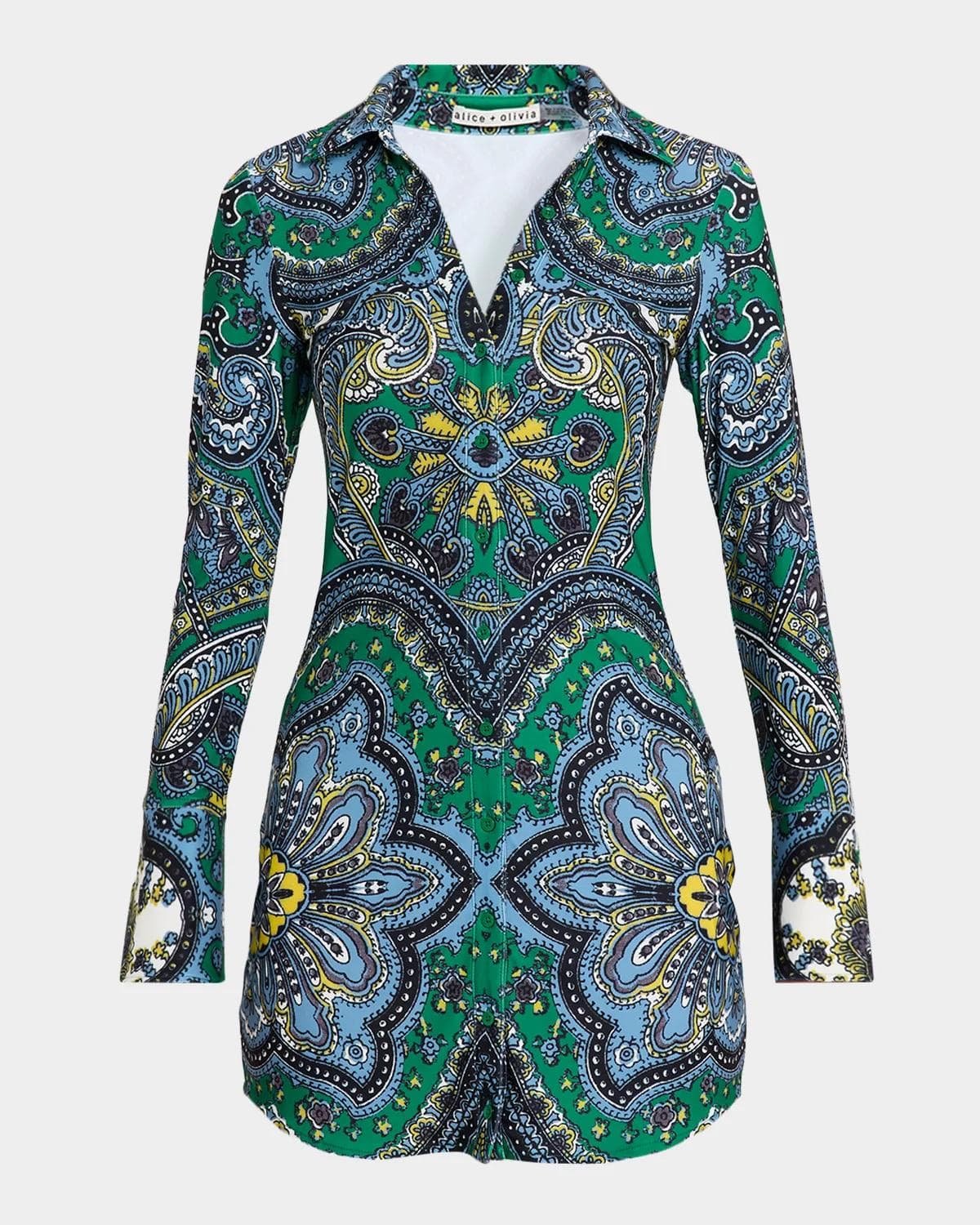 ALICE + OLIVIA Freya Fitted Mini Shirtdress