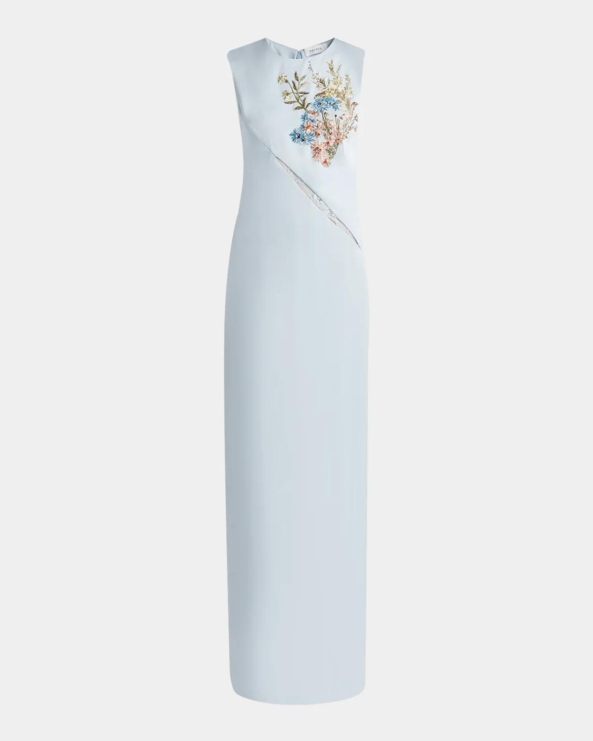 McQueen Sleeveless Lace-Inset Beaded Maxi Dress