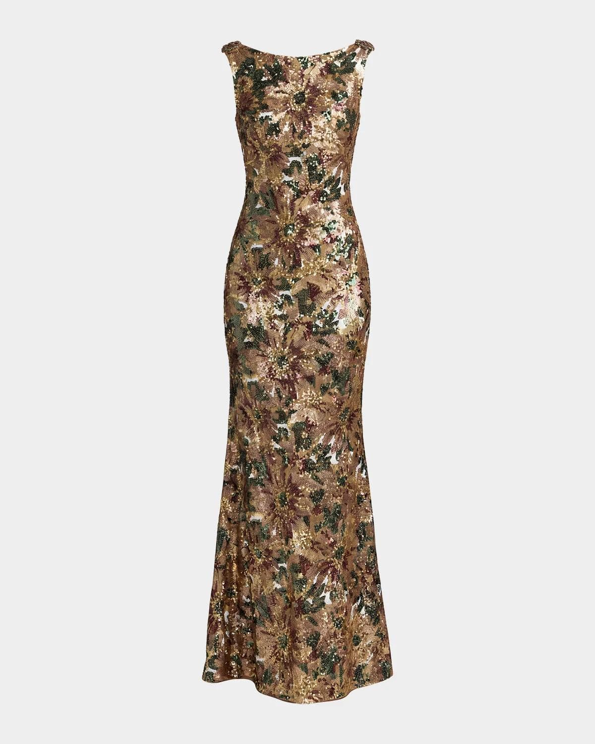 Mac Duggal Sequin Cowl Back Gown